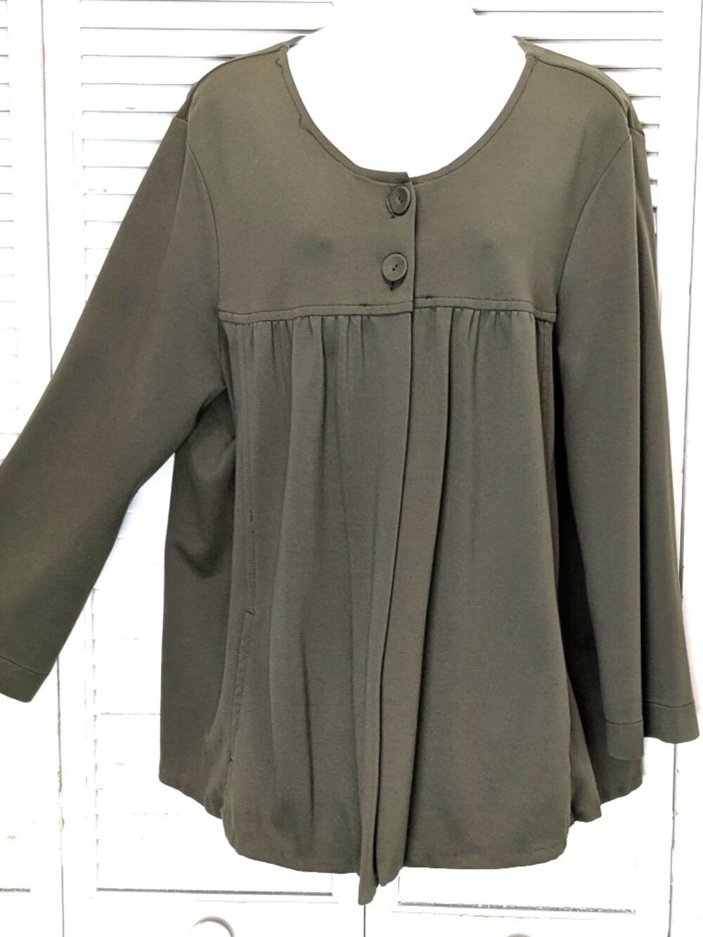 Nurture Maternity Knit Cardigan Jacket XL Sage Green Cropped Swing Modal Lamaze